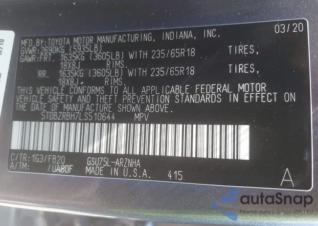 5TDBZRBH7LS510644: 42881005