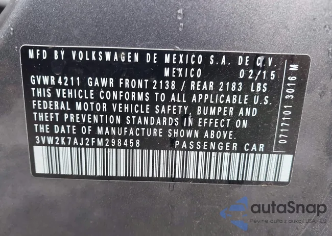 3VW2K7AJ2FM298458: 42881311