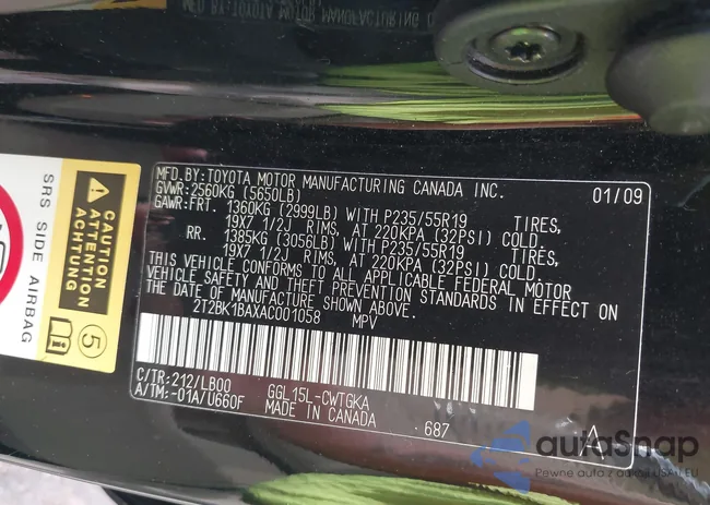 2T2BK1BAXAC001058: 42880631