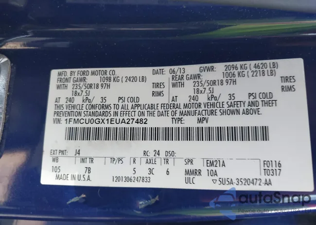 1FMCU0GX1EUA27482: 42881742