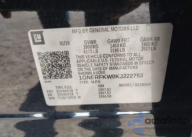 1GNERFKW0KJ222753: 42881759