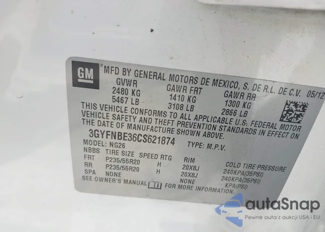 3GYFNBE36CS621874: 42881848