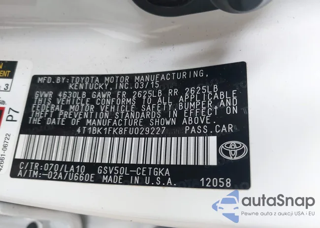 4T1BK1FK8FU029227: 42881928