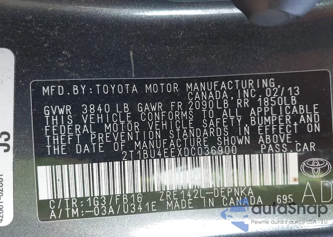 2T1BU4EEXDC036900: 42882113