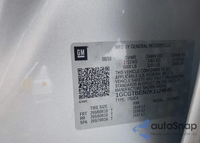 1GCGTBEN2K1124645: 42882191