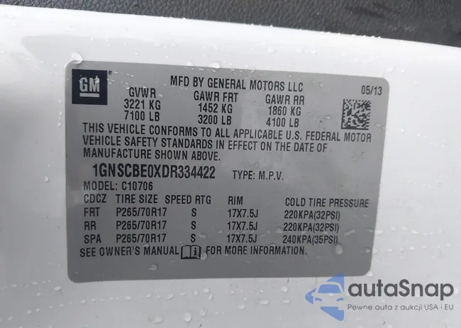 1GNSCBE0XDR334422: 42882277