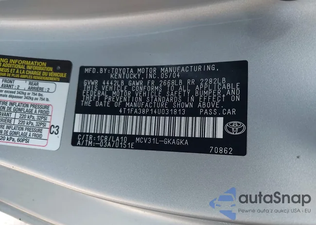 4T1FA38P14U031813: 42881388