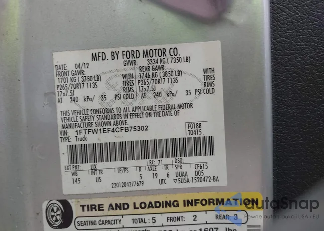 1FTFW1EF4CFB75302: 42881579