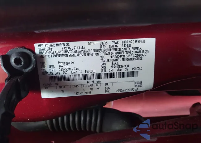 1FADP3F26FL259077: 42881612