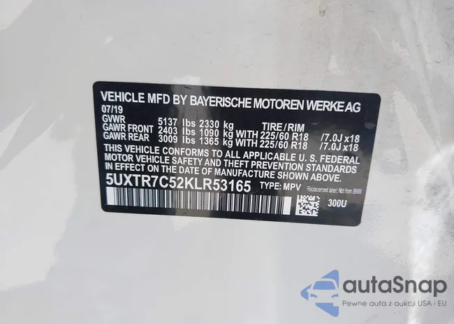 5UXTR7C52KLR53165: 42881625