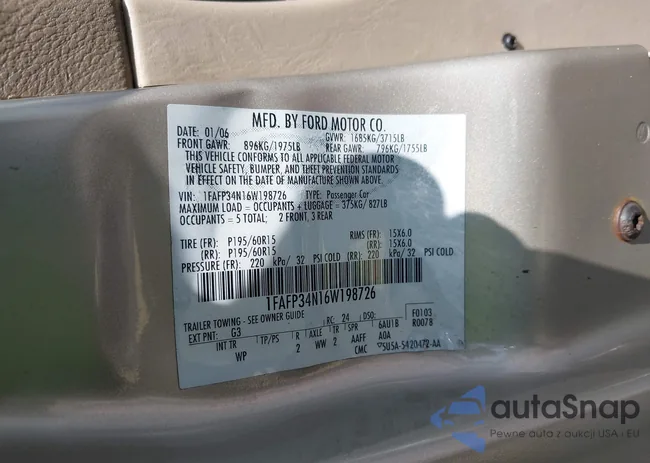 1FAFP34N16W198726: 42881660