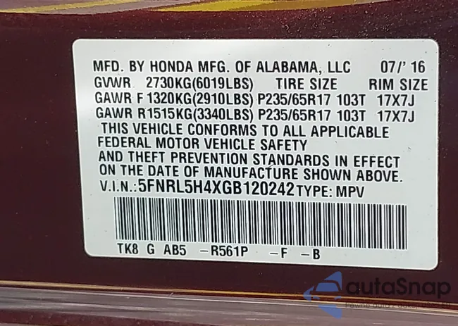 5FNRL5H4XGB120242: 42883132