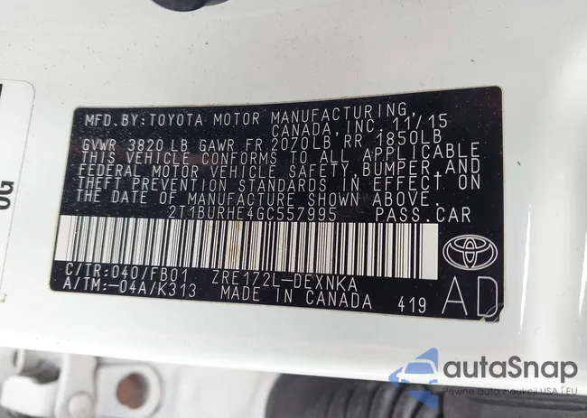 2T1BURHE4GC557995: 42883766