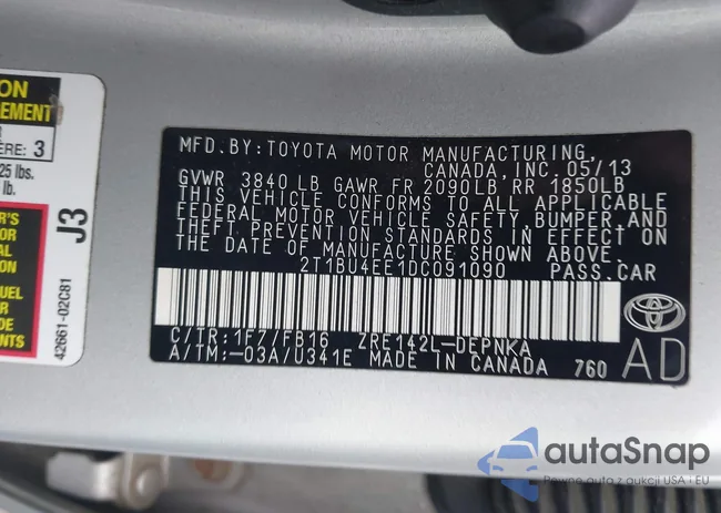 2T1BU4EE1DC091090: 42883772