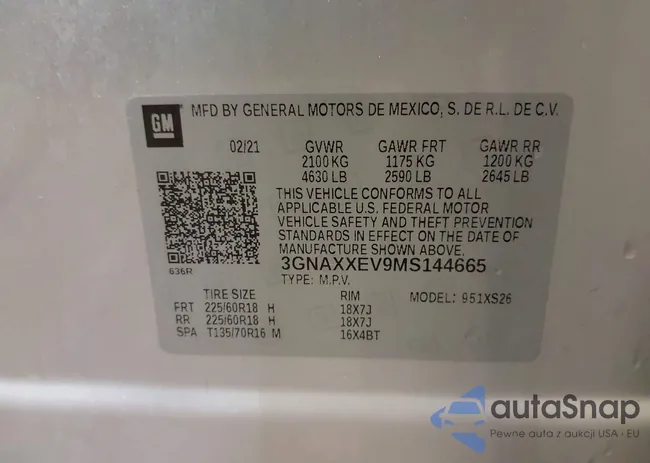 3GNAXXEV9MS144665: 42883953