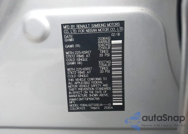 KNMAT2MT7GP666768: 42884211