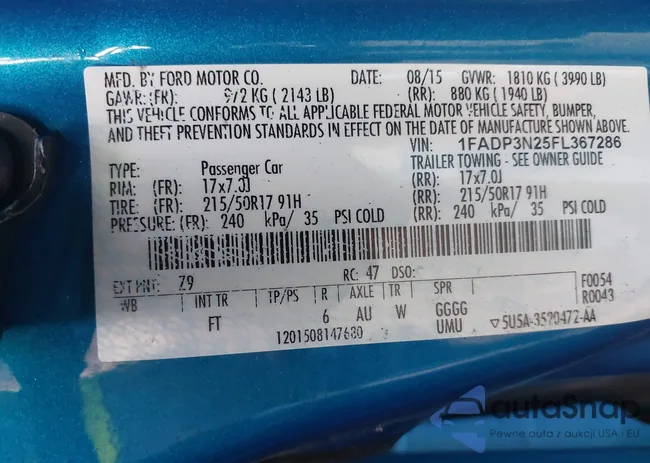 1FADP3N25FL367286: 42883381