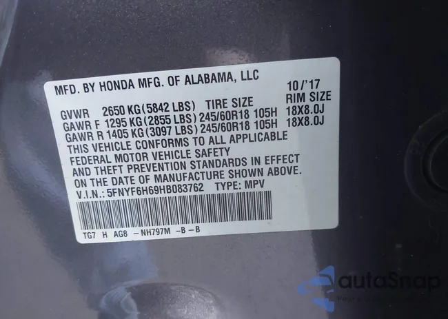 5FNYF6H69HB083762: 42883388