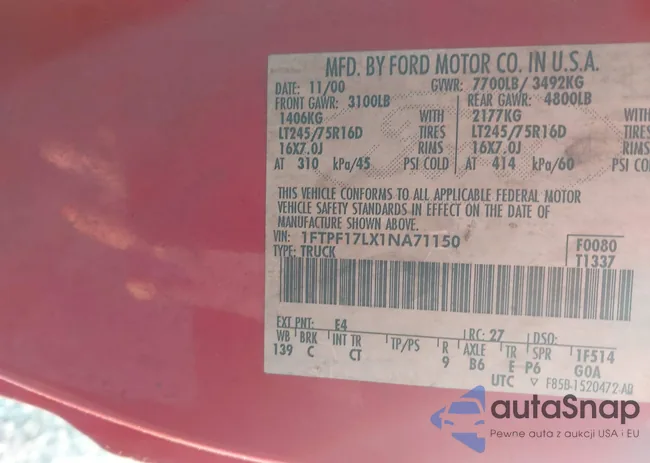 1FTPF17LX1NA71150: 42883635