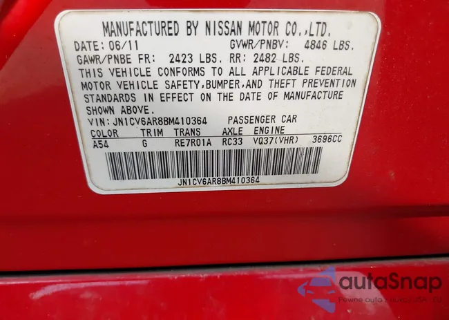 JN1CV6AR8BM410364: 42884823