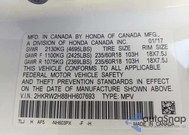 2HKRW2H88HH607693: 42884845