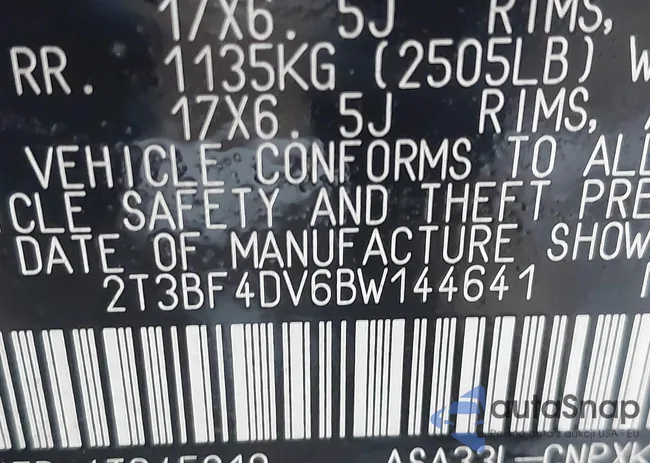 2T3BF4DV6BW144641: 42884865