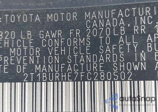 2T1BURHE7FC280502: 42884874