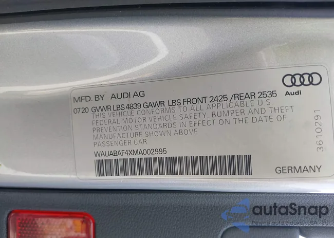 WAUABAF4XMA002995: 42884922