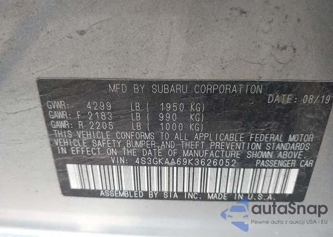 4S3GKAA69K3626052: 42884955