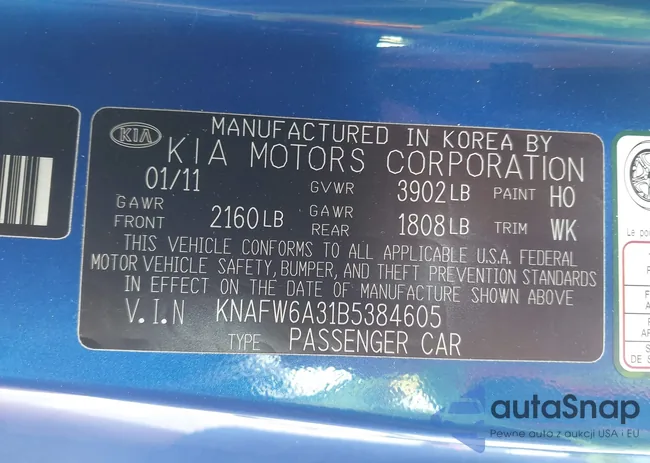 KNAFW6A31B5384605: 42885005