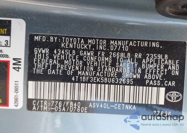 4T1BF3EK5BU632695: 42885255