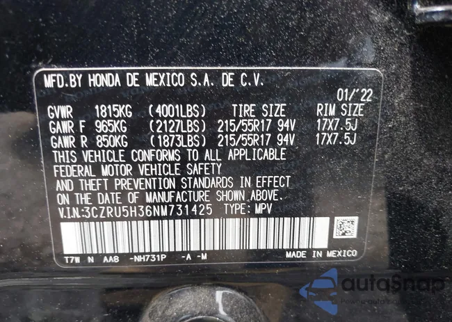 3CZRU5H36NM731425: 42884525