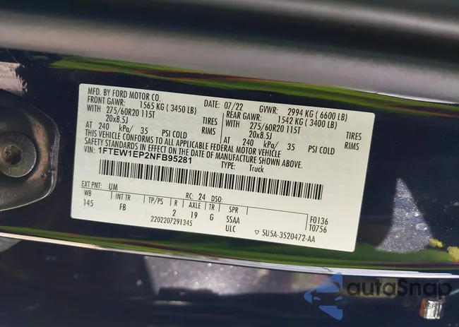 1FTEW1EP2NFB95281: 42885738