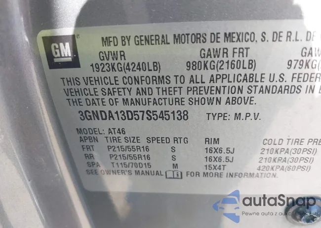 3GNDA13D57S545138: 42885756