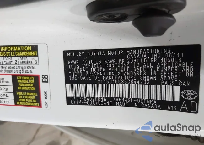 2T1BU4EE8BC644203: 42885788