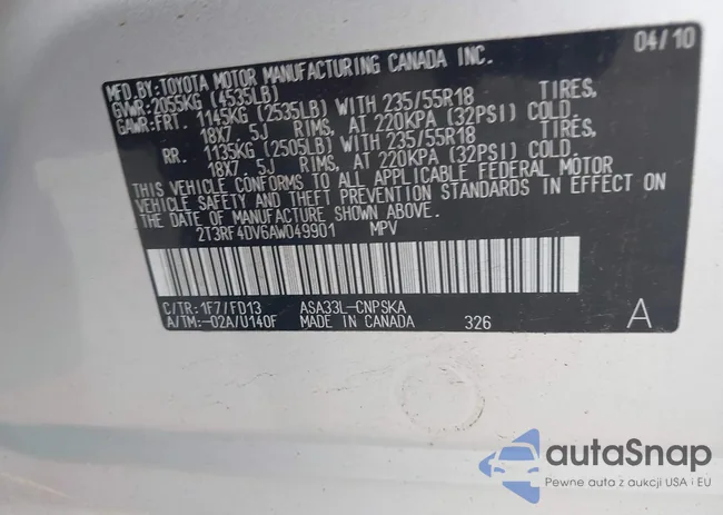 2T3RF4DV6AW049901: 42886016