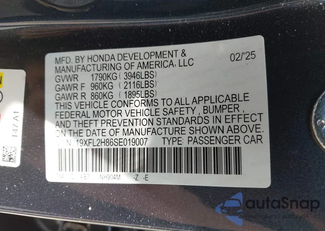 19XFL2H86SE019007: 42886731