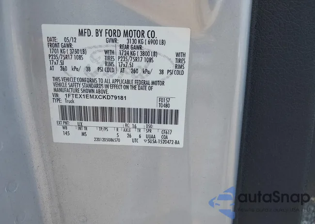 1FTEX1EMXCKD79181: 42886852