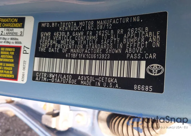 4T1BF1FK1CU613923: 42886894