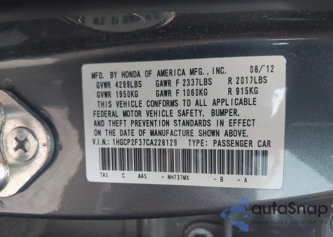 1HGCP2F37CA228129: 42887095