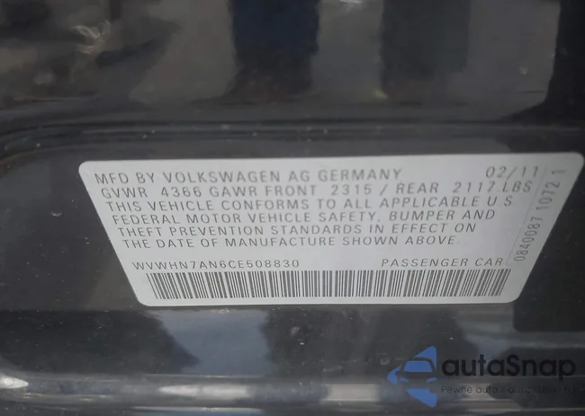 WVWHN7AN6CE508830: 42887132