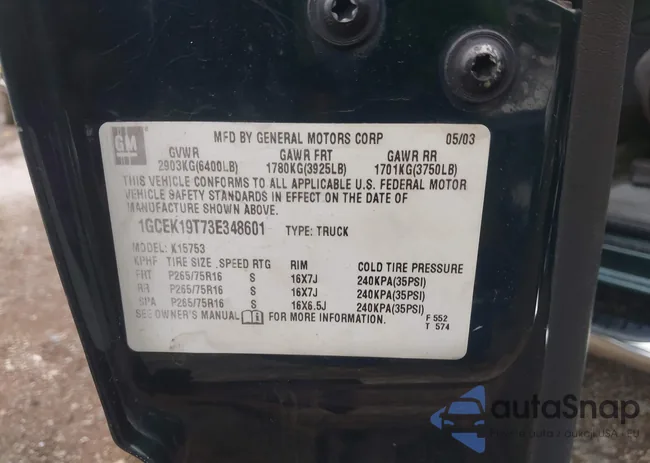 1GCEK19T73E348601: 42887210