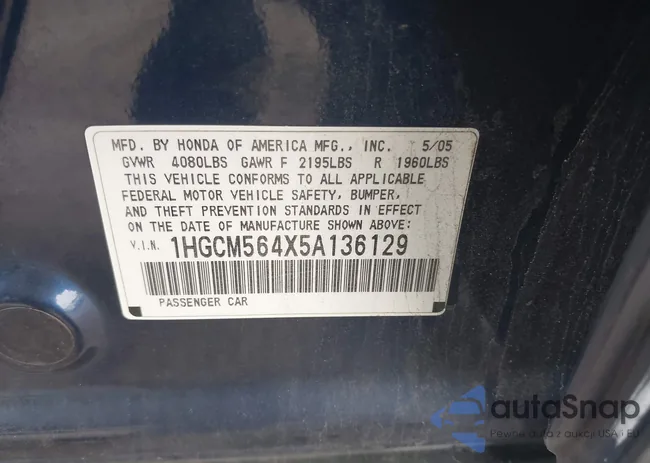 1HGCM564X5A136129: 42886355