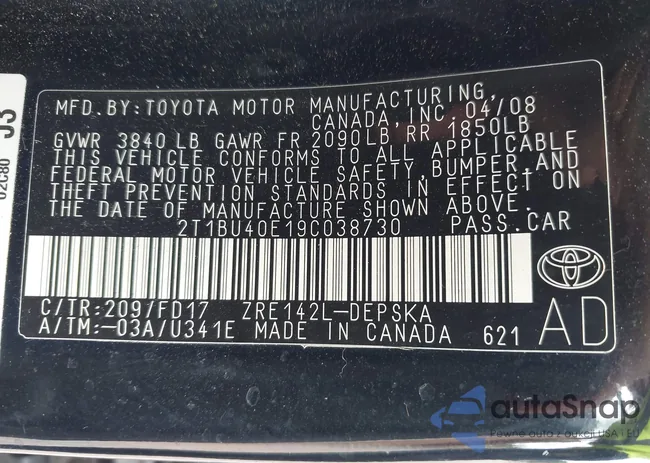 2T1BU40E19C038730: 42886433