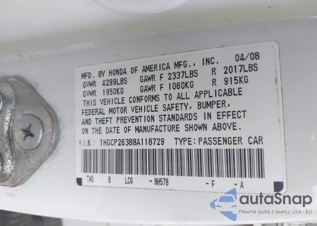 1HGCP26388A118729: 42886483