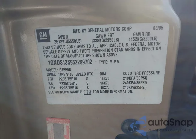 1GNDS13S952299702: 42886661