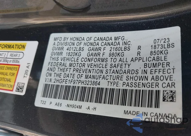 2HGFE1F97PH323864: 42887876