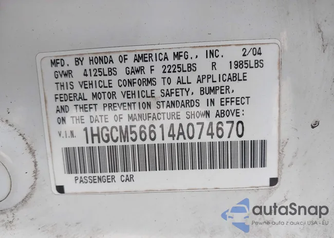 1HGCM56614A074670: 42888020