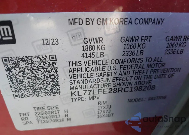 KL77LFE28RC198208: 42888072