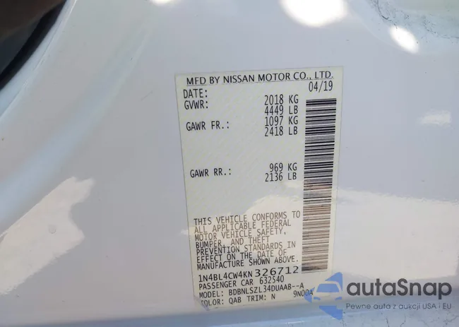 1N4BL4CW4KN326712: 42888145